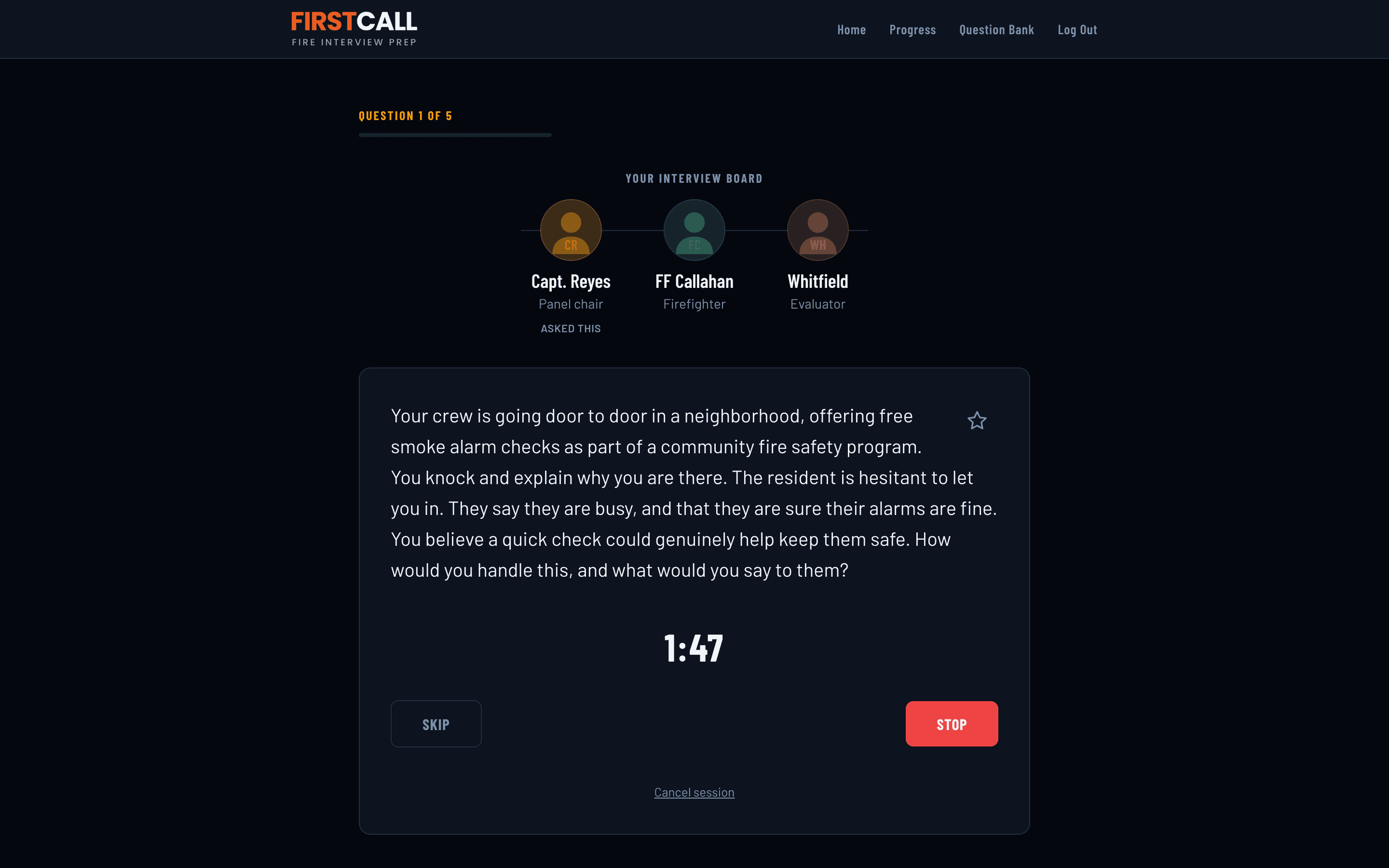 First Call recording a spoken answer with the answer timer running